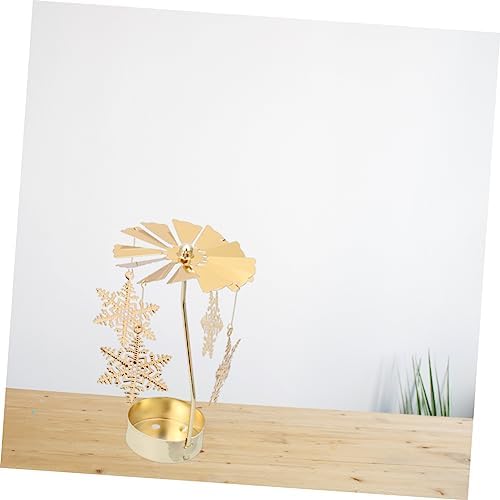 PRETYZOOM Rotating Windmill Tea Light Holder with Snowflake Design