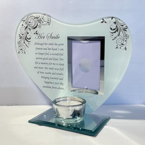 Thorness Her Smile Memorial Plaque with Candle and Photo Holder 1