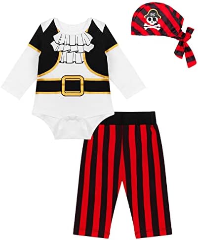 LENSOUS Pirate Costume Pants Set with Hat for Baby