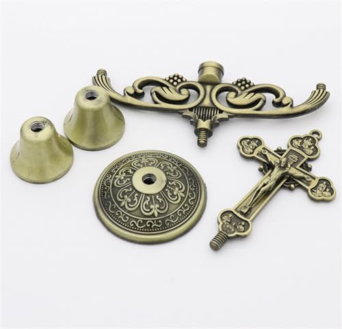 3 Arm Candlestick Holder with Crucifix Design Bronze 13x12cm