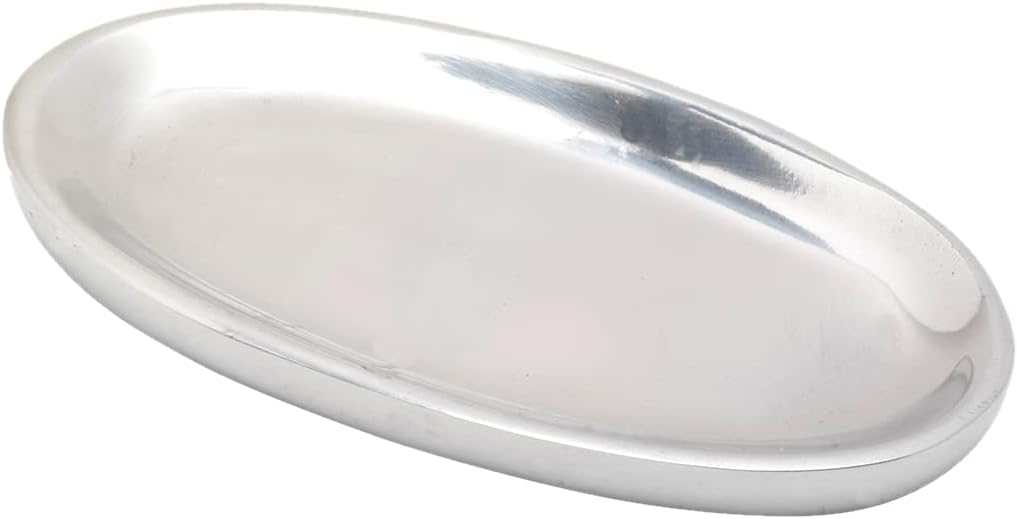 NKlaus Oval Candle Plate 12x6cm Silver Aluminum