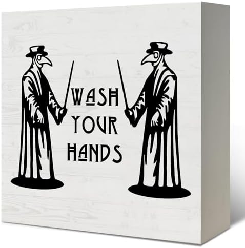 Wash Your Hands Sign Gothic Bathroom Decor Wooden Box Sign