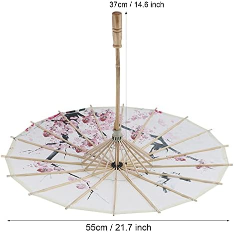 Jerliflyer 22 Inch Handmade Oiled Paper Umbrella with Plum Blossom Design