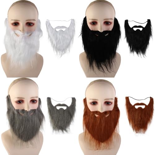 Vctitil 14 Pcs Grey Fake Mustache Facial Hair Disguise