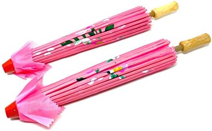 TJ Global 33 Bamboo Parasol Umbrellas - 2 Pink