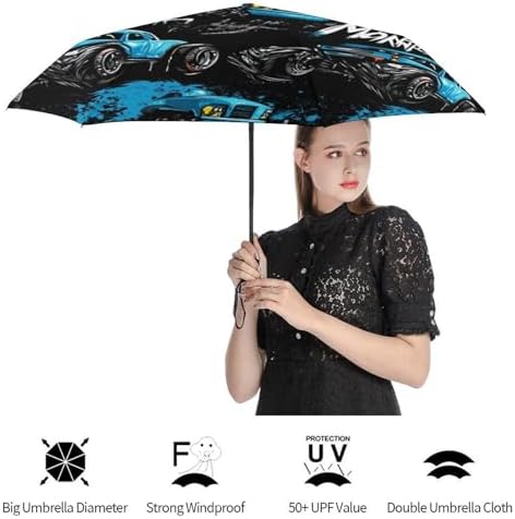 Monster Truck Windproof Folding Sun Rain Umbrella - Black Auto OpenClose