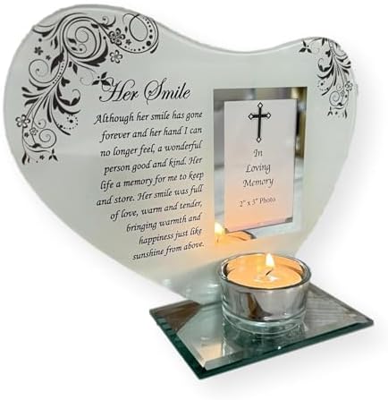 Thorness Her Smile Memorial Plaque with Candle and Photo Holder 1
