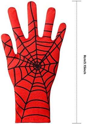 Geyoga Spider Web Gloves Red Black Halloween Costume