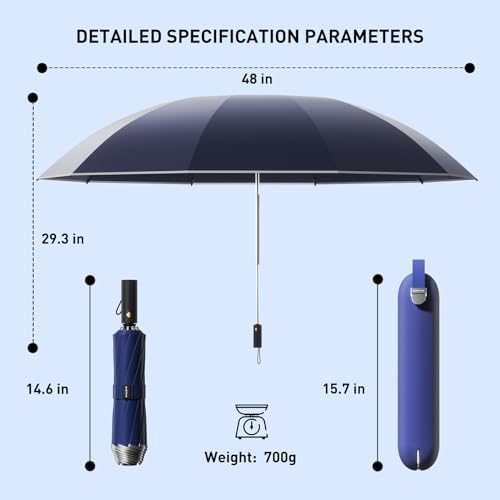 MJOFFIN 48 Inch Windproof Inverted Umbrella with Case