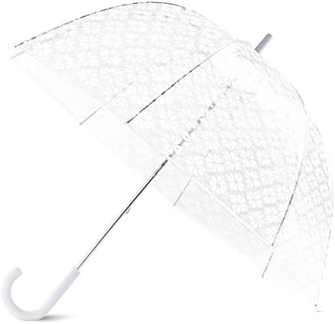Kate Spade New York Clear Umbrella with White Spade Flower Design
