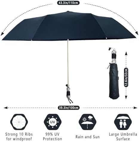 Windproof Travel Umbrella with Patented Handle Design