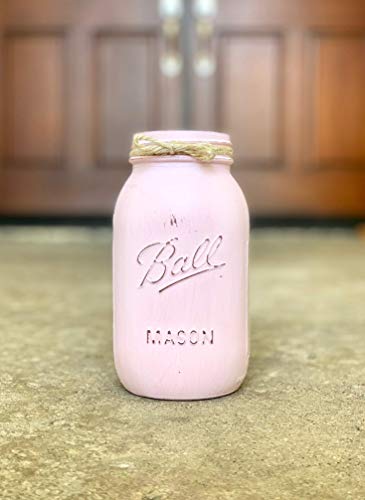 Pink Painted Mason Jar Centerpiece for Baby Shower