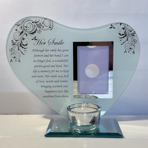 Thorness Her Smile Memorial Plaque with Candle and Photo Holder 1