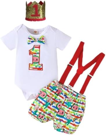 Baby Boy Dinosaur Themed Cake Smash Romper Set 1