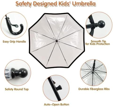LLanxiry Kids Clear Bubble Umbrella Automatic Open Lightweight
