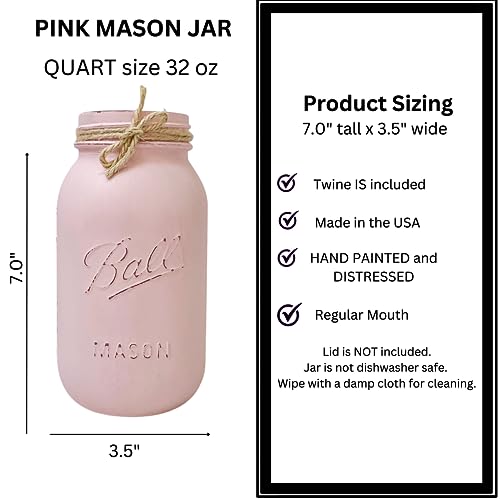 Pink Painted Mason Jar Centerpiece for Baby Shower