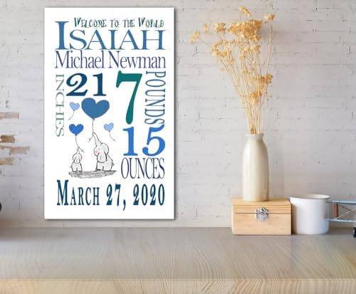 Personalized New Baby Boy Name Sign Birth Announcement Wall Decor