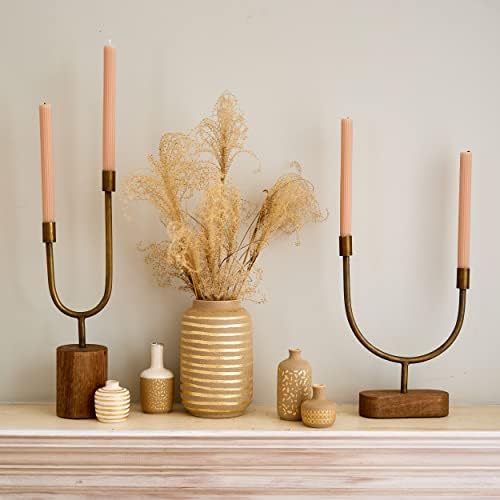 Main Mesa Asymmetrical Wood and Metal Candle Holder