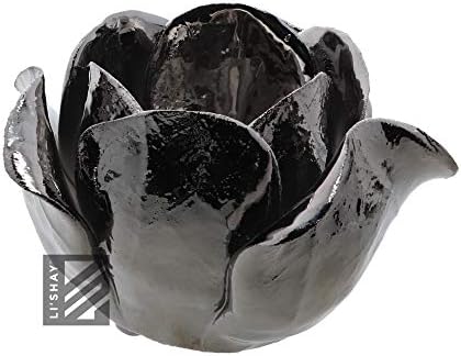 Silver Rose Petal Tea Light Votive Holder