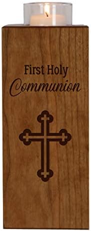 LifeSong Milestones Baptism Gift Cherry Wood Candle Holder