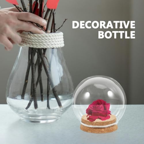 5pcs Clear Glass Cloche Dome with Wooden Base for Collectibles