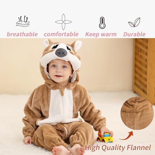 MICHLEY Baby Animal Costume Flannel Hooded Romper 1