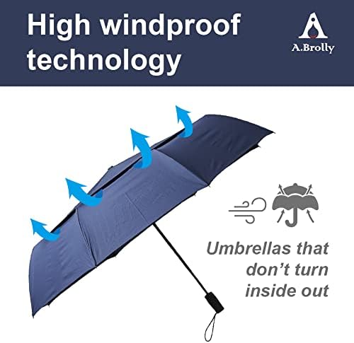 ABrolly Edinburgh Large Windproof Travel Umbrella - 54 Inch Auto Open Close