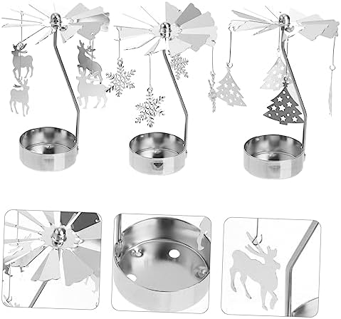 GRIRIW Rotating Snowflake Candle Holder