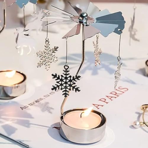 Rotating Candle Holder with Snowflake Design
