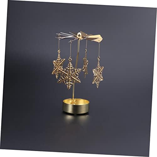 PRETYZOOM Rotating Windmill Tea Light Holder with Snowflake Design