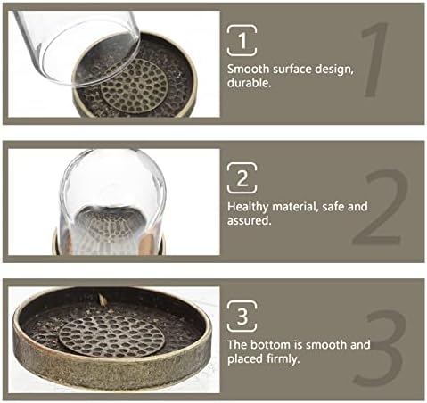 ARTIBETTER 5-Piece Clear Glass Dome Cloche with Brass Base 1