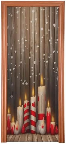 MCHIVER Santa Candles Merry Christmas Door Cover