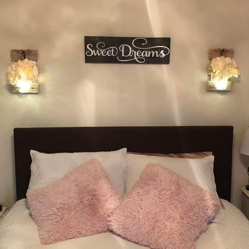 Rustic Mason Jar Wall Sconces with LED Lights Timer Set of 2
