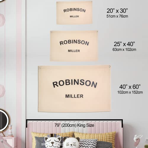 Personalized Baby Name Canvas Flag Boho Nursery Wall Art