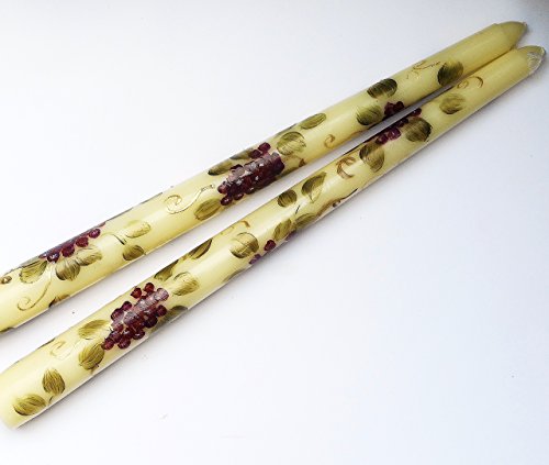 Tuscany Theme Hand Painted Taper Candles with Grape Vines and Clusters