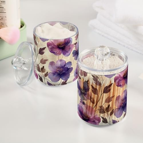 2-Pack QTip Holder Dispenser Clear Acrylic Jars