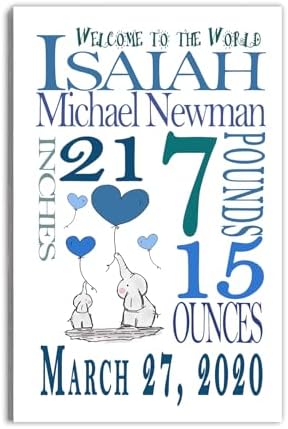 Personalized New Baby Boy Name Sign Birth Announcement Wall Decor
