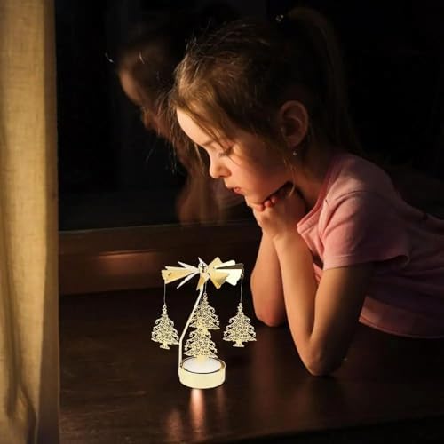 Rotating Candle Holder with Snowflake Design