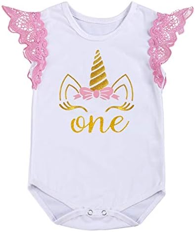 NEWEPIE Rainbow Unicorn 1st Birthday Costume Set