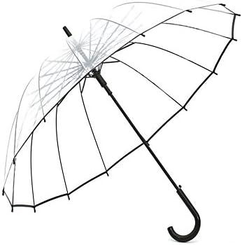 Lancoon Clear Bubble Umbrella 16 Ribs Windproof Auto Open KS10Black
