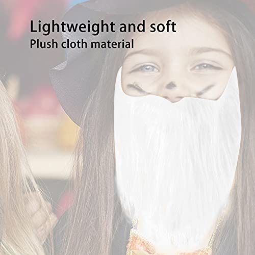 Agatige White False Beard with Elastic Band for Halloween Costume