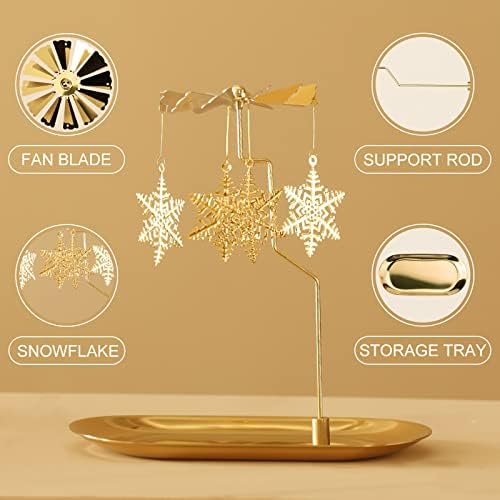 Creahaus Gold Snowflake Spinning Candle Holder with Tray