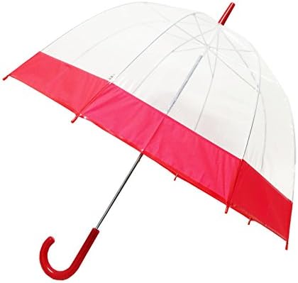 Elite America Red Trim Clear Bubble Umbrella - Stick Umbrella