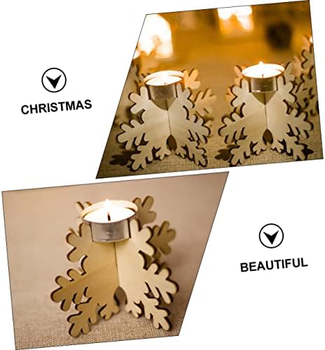 CIMAXIC Christmas Snowflake Candle Holders 6PCS Wooden Tea Light Stands