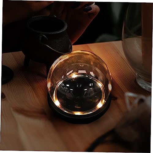 Oval Glass Bell Jar with Wooden Base LED Light