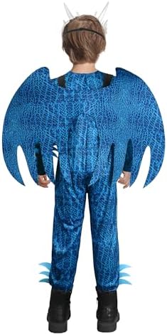 IKALI Kids Blue Dragon Costume with Wings and Mask Set