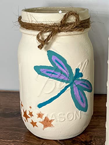 Redwood Home Dragonfly Painted Mason Jars Set of 3