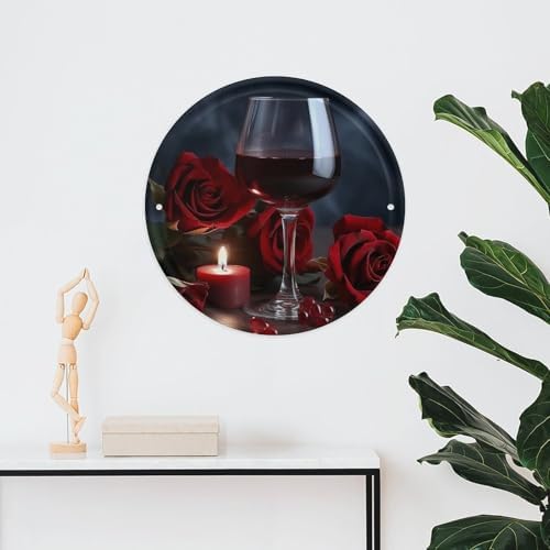 Red Wine Rose And Candle Wall Art Decor 1