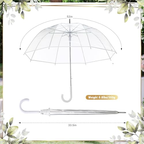 36 Pcs Clear Bubble Wedding Umbrellas with J Hook Handle