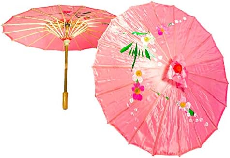TJ Global 33 Bamboo Parasol Umbrellas - 2 Pink
